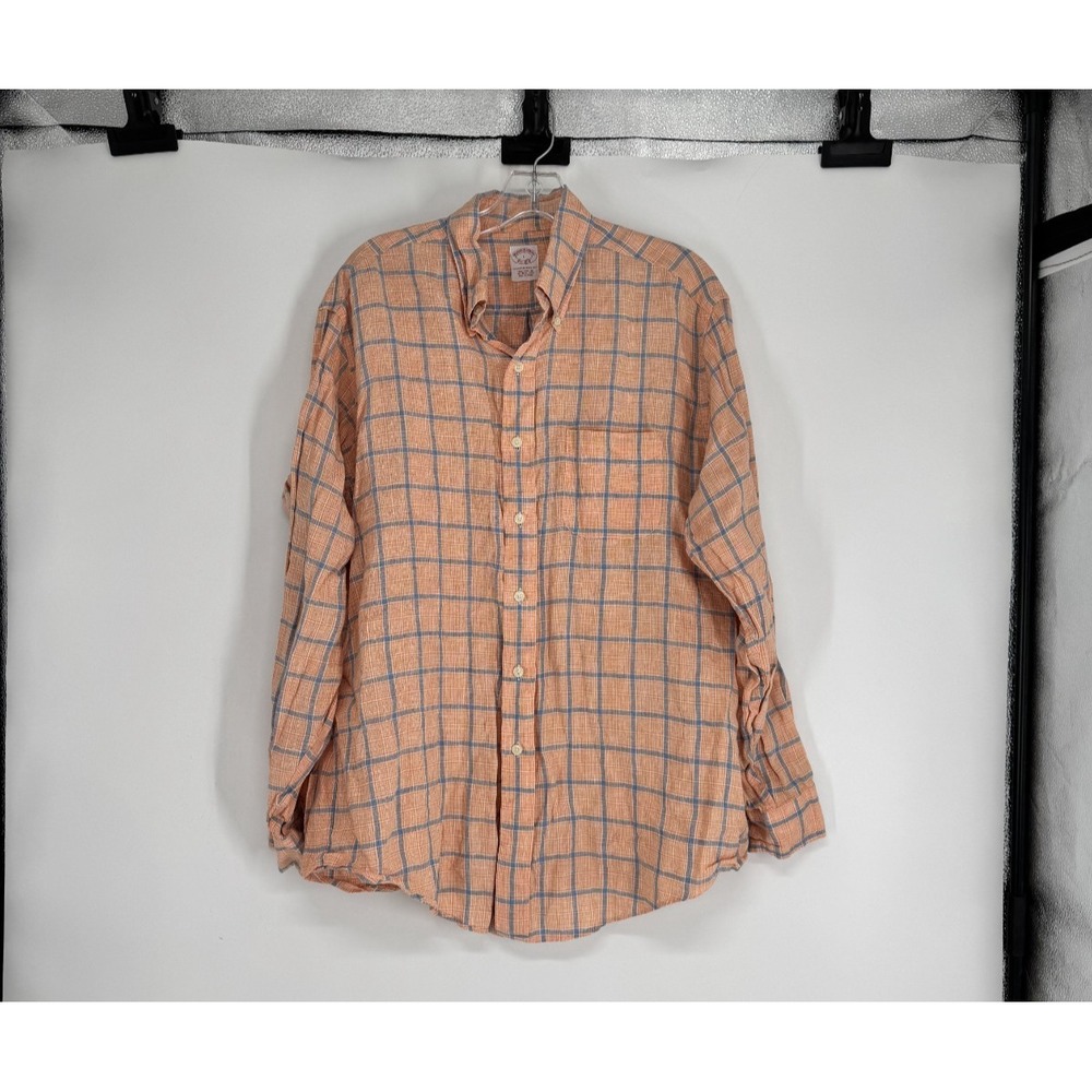 Brooks Brothers The Original Polo Shirt 100% Irish Linen Long Sleeve Button Down
